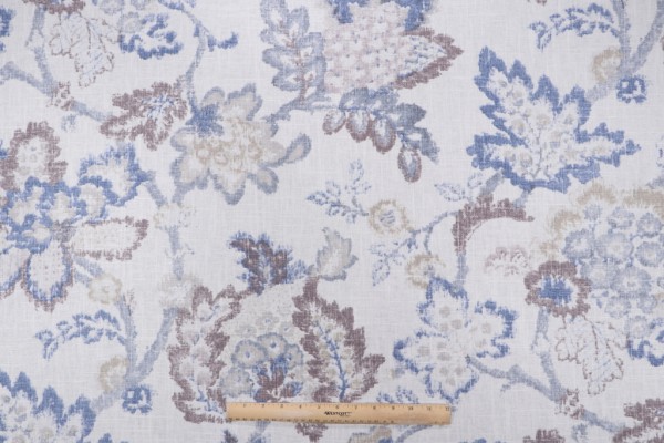 P Kaufmann Renato/Cir Printed Linen Blend Drapery Fabric in Blueberry