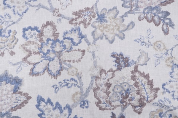 P Kaufmann Renato/Cir Printed Linen Blend Drapery Fabric in Blueberry