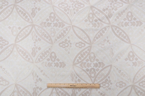 Waverly Local Crafts Embroidered Drapery Fabric in Sandrift