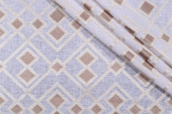 Valiant Fabrics Arietta Semi-Sheer Embroidered Drapery Fabric in Natural