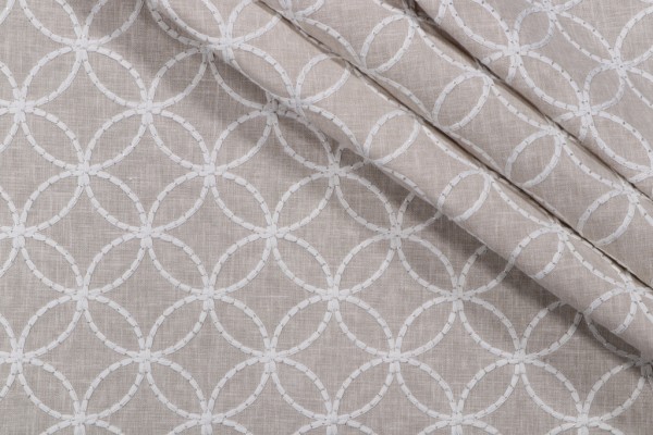Valiant Fabrics Cycle Embroidered Drapery Fabric in Linen