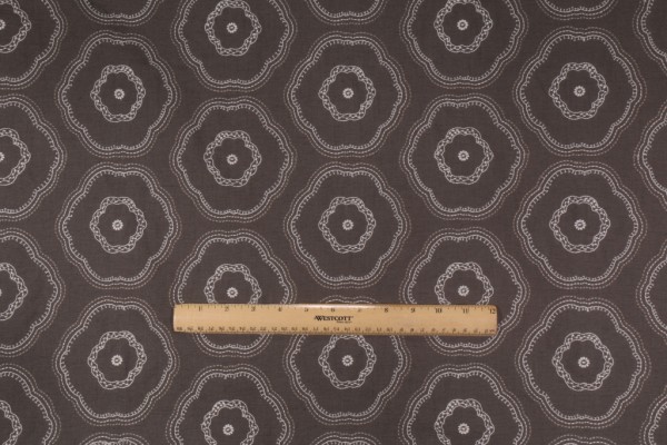 Onyx Age Torrey Embroidered Cotton/Linen Decorator Fabric in Smoke