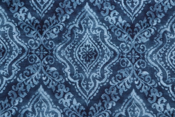 PK Lifestyles Diamond Damask Printed Velvet Decorator Fabric in Indigo