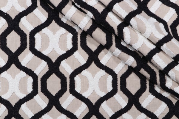Click for 1 Yards P Kaufmann Candice Embroidered Drapery Fabric in Onyx P Kaufmann Candice Embroidered Drapery Fabric in Onyx