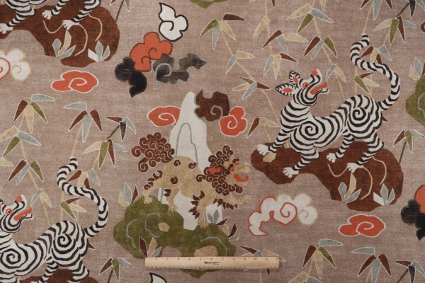 Kaufmann Haute Habitat Printed Cotton Drapery Fabric in Chamois 
