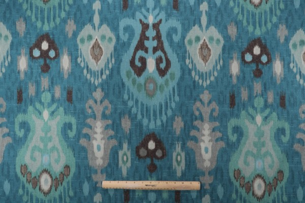 P Kaufmann Imani Printed Cotton Drapery Fabric in Aegean Sea 