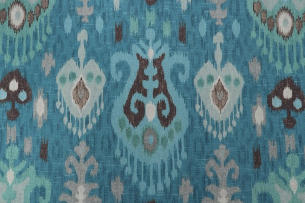 P Kaufmann Imani Printed Cotton Drapery Fabric in Aegean Sea 
