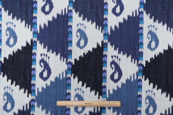 Kaufmann Orissa Shawl Printed Cotton Drapery Fabric in Indigo 