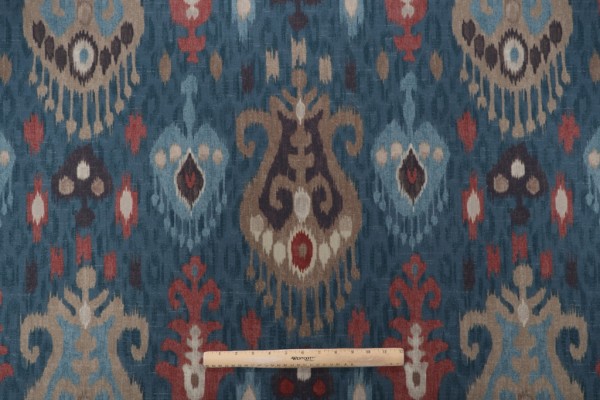 P Kaufmann Imani Printed Cotton Drapery Fabric in Denim 