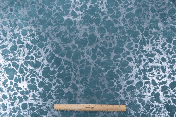 P Kaufmann Caro Printed Chenille Upholstery Fabric in Aqua 