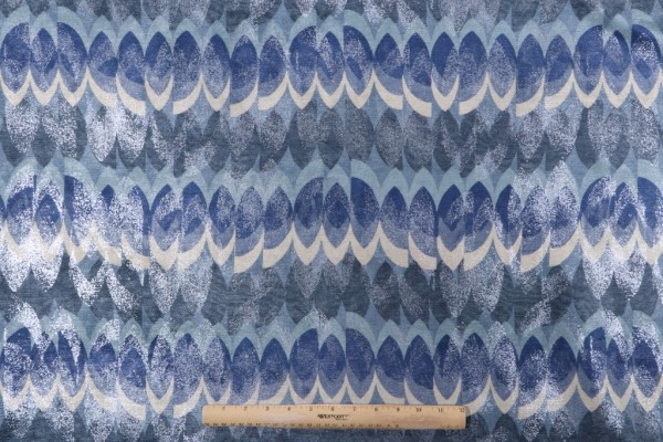 P Kaufmann Calais Printed Chenille Upholstery Fabric in Sapphire 