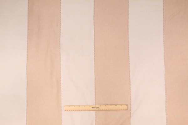 Onyx Age Broad Cord Maxi Stripe Corded Woven Cotton Decorator Fabric in Beige/White