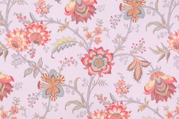 Waverly Island Gem Printed Cotton Drapery Fabric in Silver