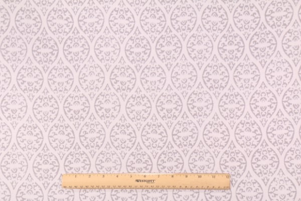 Waverly Ulla Printed Cotton Drapery Fabric in Platinum