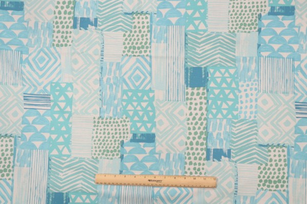 Mill Creek Nerius Printed Cotton Drapery Fabric in Aquarius