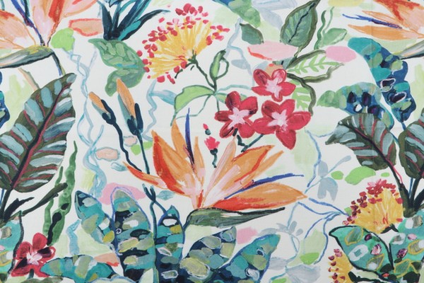 Mill Creek Flowers Of Paradise-Opulence Printed Cotton Drapery Fabric in Punch 
