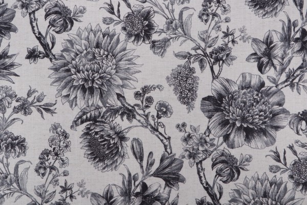 Mill Creek Laurel Oak-Hathor Printed Drapery Fabric in Noir 