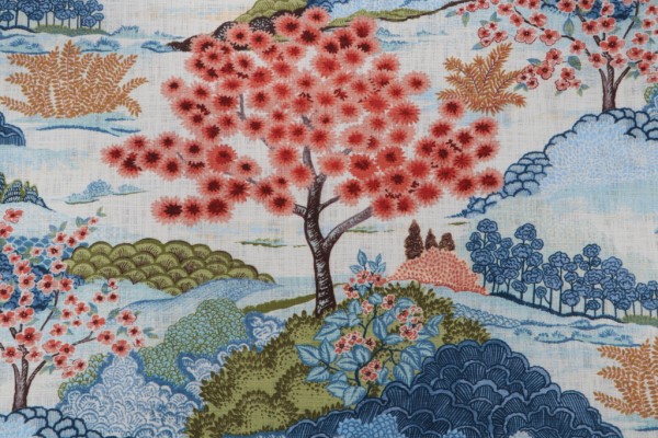 Swavelle/Mill Creek Yuhua-Marvy Printed Cotton Drapery Fabric in Coral 