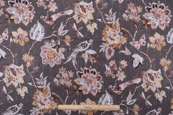 Sample of Swavelle/Mill Creek Indienne-Sumptuous Printed Cotton Drapery Fabric in Cinder 