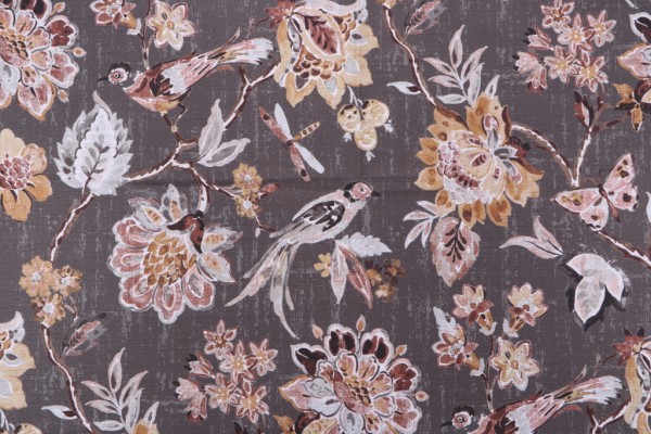 Sample of Swavelle/Mill Creek Indienne-Sumptuous Printed Cotton Drapery Fabric in Cinder 
