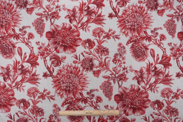 Mill Creek Laurel Oak-Hathor Printed Drapery Fabric in Rouge 