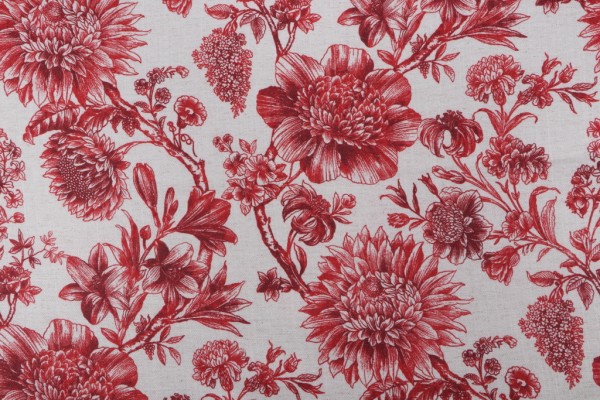 Mill Creek Laurel Oak-Hathor Printed Drapery Fabric in Rouge 