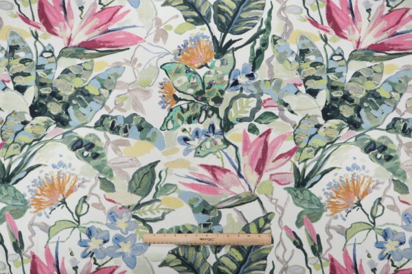 Swavelle/Mill Creek Flowers Of Paradise-Opulence Printed Cotton Drapery Fabric in Fresh Cut 
