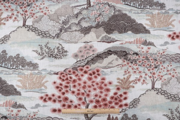 Swavelle/Mill Creek Yuhua-Marvy Printed Cotton Drapery Fabric in Rosemist 