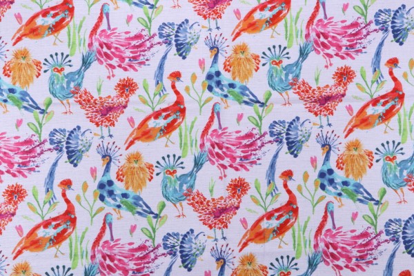 Mill Creek Chick-A-Boom Printed Cotton Drapery Fabric in Punch 