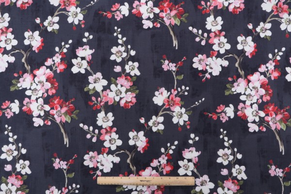Swavelle/Mill Creek Kanami-Pierside Printed Polyester Drapery Fabric in Peppercorn 