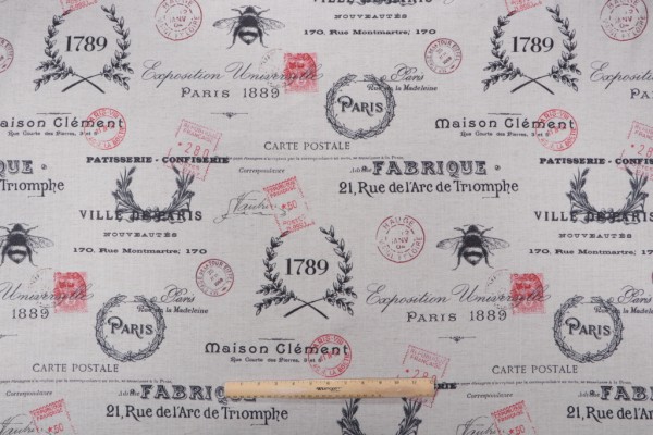 Mill Creek Carte Postal-Hathor Printed Drapery Fabric in Linen 