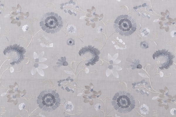 Swavelle/Mill Creek Passionflower Embroidered Drapery Fabric in Iceberg 