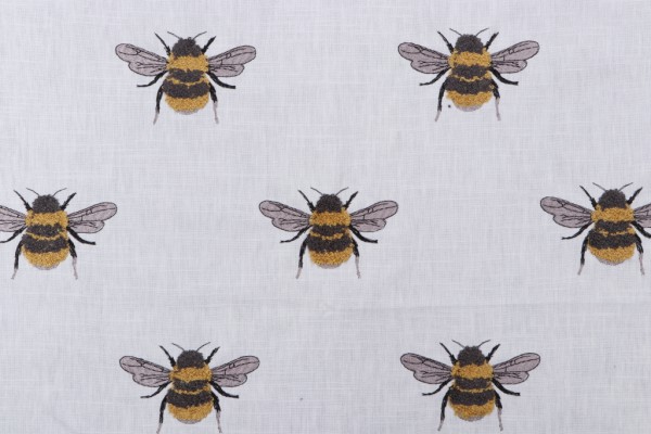 Sample of TFA Busybee Embroidered Drapery Fabric in Honey 
