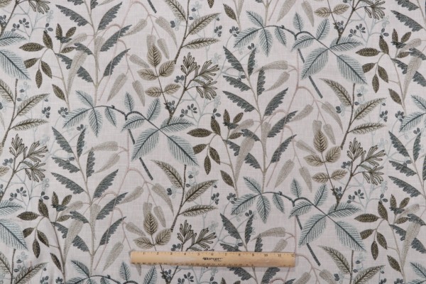 Sample of Swavelle/Mill Creek Gardenscape Embroidered Drapery Fabric in Greenery 