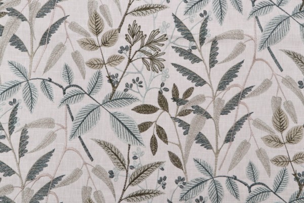 Sample of Swavelle/Mill Creek Gardenscape Embroidered Drapery Fabric in Greenery 