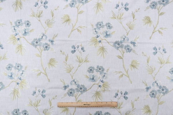 Swavelle/Mill Creek Oleander Embroidered Drapery Fabric in Celestial 