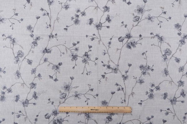 Mill Creek Hanami Embroidered Drapery Fabric in Slate 