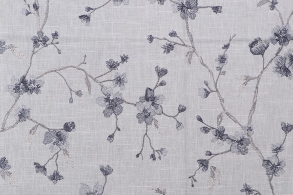 Mill Creek Hanami Embroidered Drapery Fabric in Slate 