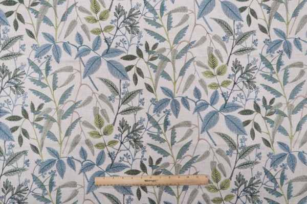 Mill Creek Gardenscape Embroidered Drapery Fabric in Teal 