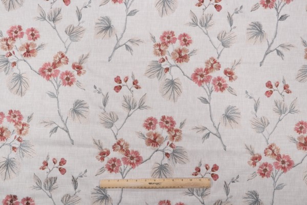 Swavelle/Mill Creek Oleander Embroidered Drapery Fabric in Rosewood 