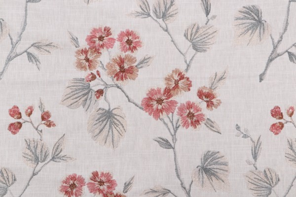 Swavelle/Mill Creek Oleander Embroidered Drapery Fabric in Rosewood 