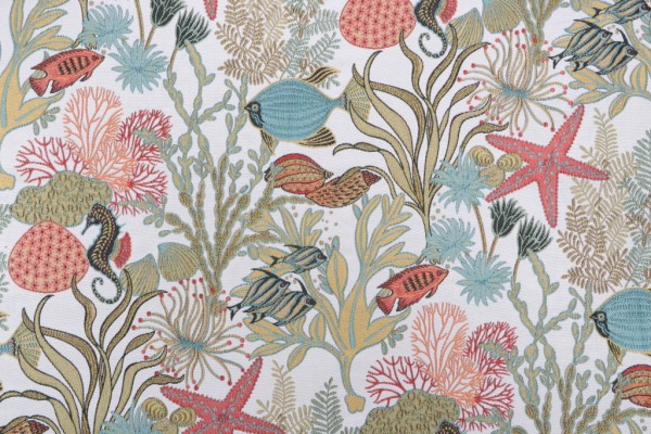Swavelle/Mill Creek Fish Sticks Tapestry Upholstery Fabric in Tide Pool 