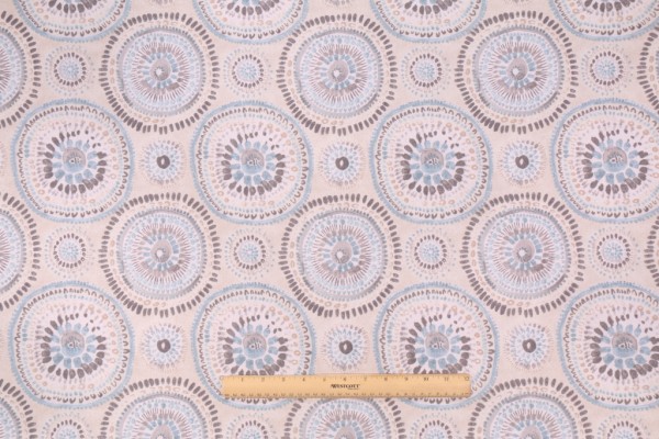 Waverly Carousel Printed Cotton Drapery Fabric in Cloud