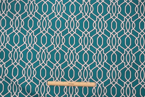 Bryant Kingswan Lattice Printed Polyester Outdoor Fabric in Teal