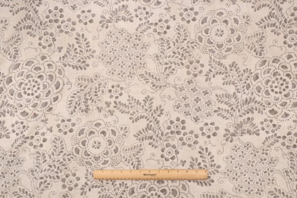 PK Lifestyles Katazome Garden Printed Linen Blend Drapery Fabric in Cinder