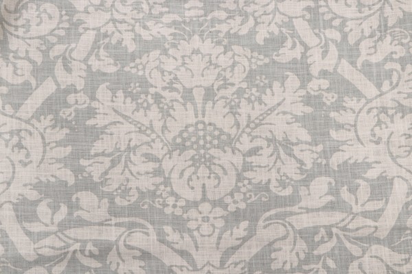 Thibaut Residence Damask F91349 Printed Linen Blend Drapery Fabric in Slate Blue