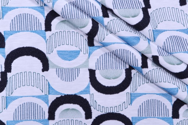 PK Lifestyles Half Moon Embroidered Drapery Fabric in Luna