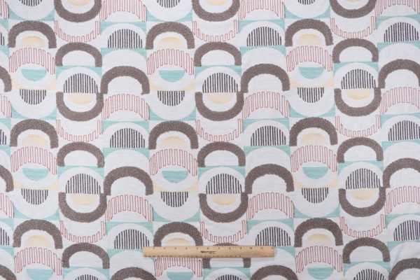 PK Lifestyles Half Moon Embroidered Drapery Fabric in Mosaic