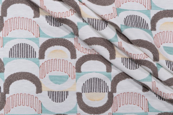 PK Lifestyles Half Moon Embroidered Drapery Fabric in Mosaic