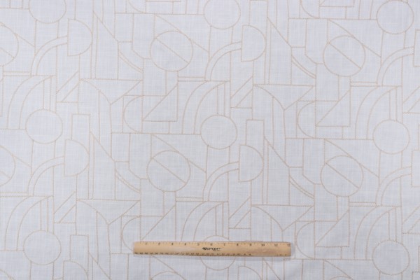 PK Lifestyles Building Blocks Embroidered Drapery Fabric in Twine